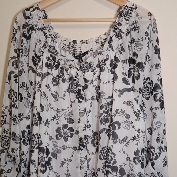 Adrienne Vittadini  White Floral Blouse - Picture 3 of 8